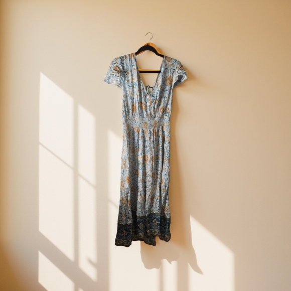 NWOT Allegra K Floral Midi Dress in Blue and Green Size XL - Picture 4 of 10